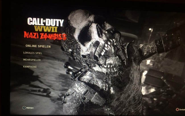 WW2 zombies main menu (in German)